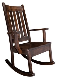 a wooden rocking chair on a white background