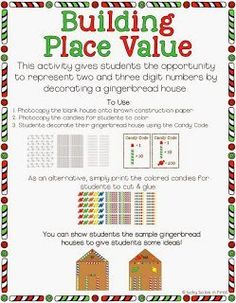 building place value poster with gingerbread houses and candy canes