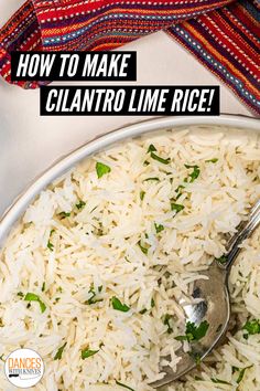 A a serving dish of cilantro lime rice. Chipotle Cilantro Lime Rice, Chipotle Rice, Cilantro Lime Rice Recipe, Lime Rice Recipes, Honey Chipotle Chicken, Quick Pickled Onions, Cilantro Rice, Rice Cooker Recipes, Lime Rice