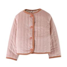 Pink printed quilted jacket, reverses to solid velvet Baby Boy Tops, Sleep Accessories, One Piece Outfit, Classic Outfits, Set Outfit, Sweater And Shorts, Jacket Sale