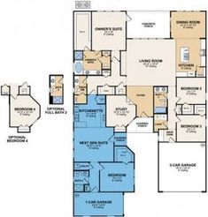 the floor plan for an apartment building with multiple levels and three bedroom units, including two bathrooms