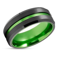 men's black and green ceramic ring