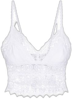 Beach Lace Crop Top With Built-in Bra, Elegant Summer Bra With Delicate Straps, White Delicate Lace Cropped Top, Summer Low-cut Bra With Lace Trim, Elegant White Crop Top For Beach, White Lace Top With Built-in Bra For Summer, Summer Bra With Lace Top, Beach Bra With Lace Trim, Summer Triangle Top Bra With Delicate Straps