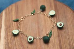 Avocado Things, Avocado Stuff, Avocado Jewelry, Mothersday Gift, Miniature Food Jewelry, Cute Avocado, Fruit Jewelry, Sterling Bracelets, Food Jewelry