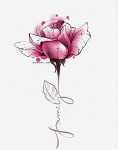 A Drawing, Pink Rose, Tattoo Ideas, Writing, Tattoos, Pink