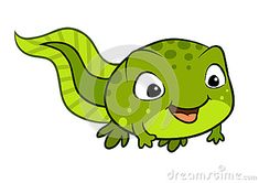 a cartoon green lizard with big eyes and a smile on it's face,