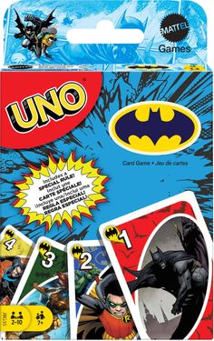 the batman uno card game in its packaging