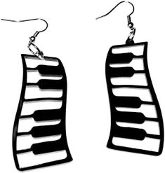 black and white piano keys earrings on a white background