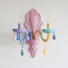 Color Ceiling, Girls Princess Bedroom, Lamps Hanging, Hanging Candles, Luxury Chandelier, Chandelier Bedroom, Ceiling Lamps, Crystal Wall, Rainbow Wall