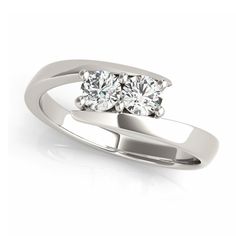 two stone diamond engagement ring in white gold