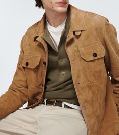 Find TOM FORD Suede Overshirt on Editorialist. Lining: 100% cotton. Made in Italy. Contains non-textile parts of animal origin. Designer color name: Sand. Closure: button fastening. Sleeve lining: 100% cupro. Buttoned cuffs. Material: 100% lamb leather. Pockets: breast pockets. Care instructions: do not wash. Overshirt Men, Badass Beard, Suede Jacket Men, Tom Ford Clothing, Gents Fashion, Suede Leather Jacket, Mens Fashion Casual Outfits, Suede Jacket, Men Winter