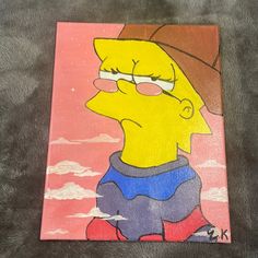 a painting of the simpsons wearing a hat