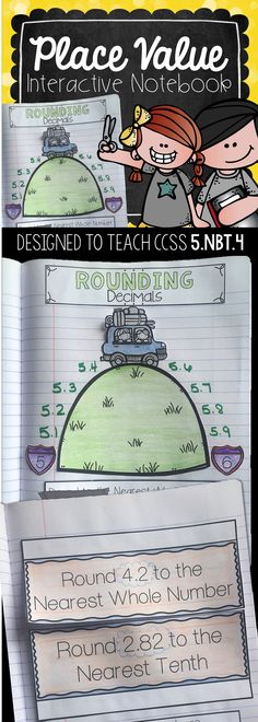 5th Grade Interactive Math Notebook: These Common Core Aligned Interactive Notebooks are designed to give a visual cues and practice problems to teach rounding decimals in fifth grade. Rounding Decimals, Teaching 5th Grade, Notebook Doodles, Math Notebook, Math Interactive, Fifth Grade Math, Math Interactive Notebook, 5th Grade Classroom, Fourth Grade Math