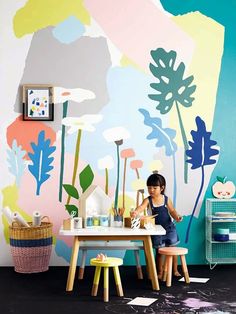 amazing mural in a kid's room Kids Room Wall Murals, Murals For Kids, Kids Room Wall Decor, Kids Room Wall, Kids Interior, Kids Wall Murals, Creative Wall, Kids Room Design, Kids Playroom