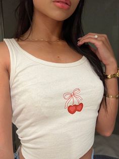 Cherry Hearts Coquette Aesthetic Shirt   Women's T-Shirt | Girly Aesthetic | Y2K Trendy Shirt | tank top | crop top  ♡ Please let me know if you need any custom designs or bulk orders that is not listed, I'll happily custom-make it for you! ♡ 🌟SIZING Please find the size chart in listing photo before purchasing. We recommended measuring a t-shirt you already own to get the best fitting t-shirt. 💖CARE/ WASH Machine wash: warm (max 40C or 105F); Non-chlorine: bleach as needed Tumble dry: medium Aesthetic Shirts, Plus Size Tank Tops, Cherry Print, Trendy Shirts, White Casual, Kids Beachwear, Graphic Tees Women, Cropped Tank Top, Cami Tops