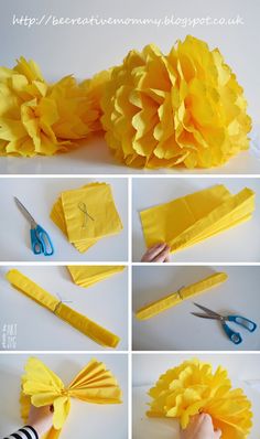 the steps to make tissue paper flowers