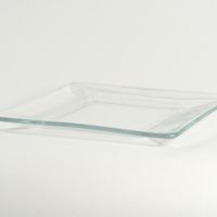 a square glass dish on a white background