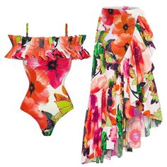 PRICES MAY VARY. HIGH-QUALITY MATERIAL: Women sarong swimsuit 2 pieces cover ups outfit, made of high-quality polyester and spandex fabrics, breathable, soft, comfortable to wear. Matching with a long cover-up skirt to protects sensitive skin from sun burn and UV ra FEATURES: Women swimsuit cover up skirt sarong bathing suit, more style for choice, womens cover up wrap leopard swimsuit cover up, floral swimsuit cover up outfit, bathing suit wrap skirt cover ups, helps you create a stylish and ch Printed Swimdress, Swimsuit With Cover Up, Ruffle Bathing Suit, Coverup Swimsuit, Middle Age Fashion, Summer Swimwear, Print Swimsuit, Fun Fashion, Beachwear For Women