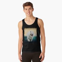 Get my art printed on awesome products. Support me at Redbubble #RBandME: https://www.redbubble.com/i/tank-top/Samoyed-On-A-Summer-Evening-by-Heathermarie321/53251028.B4HC7?asc=u Sleeveless Shirts, Summer Evening, Basic Tank Top, Tank Top, Tank Tops, Mens Tops