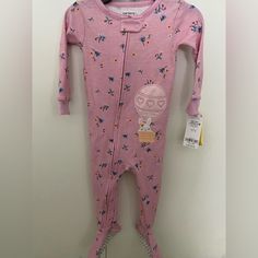 Brand New From Smoke Free Home Pink Onesie For Bedtime In Spring, Pink Onesie For Bedtime And Spring, Cute Spring Onesie For Bedtime, Cute Sleepwear For Playtime In Spring, Casual Onesie For Spring Sleepover, Newborn Onsies, Baby Girl Sleepers, Reindeer Pajamas, Dinosaur Outfit