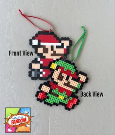 an ornament made to look like a pixel video game character