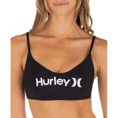 Show Off Your Love For Hurley With This Logo Bikini Top. Scoop Neckline; Logo At Front Pull-On Styling; Adjustable Straps Removable Cups Lined Imported Model Is Wearing Size Medium Shell & Lining: Nylon, Spandex Hand Wash Salty Blonde, Swimsuit Cover Ups, Swimsuit Cover, Swim Top, Black Logo, Ulla Johnson, One And Only, Women Swimsuits, Womens Swim