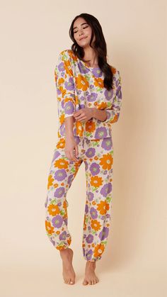 Popping Pansies Pima Knit Pullover Set – The Cat's Pajamas Cat Pajamas, Pj Pants, Pajama Top, Knit Pullover, Pajama Sets, Lounge Set, Pansies, Pima Cotton, Pajamas Women