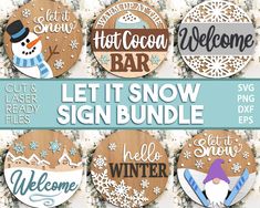 wooden signs that say let it snow sign bundle