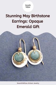 Stunning May Birthstone Earrings: Opaque Emerald Gift Nickel-free Spiritual Jewelry For May Birthstone, Unique Green Birthstone Jewelry, Gold Natural Gemstones In Sterling Silver, Unique Jewelry With May Birthstone In Round Shape, Turquoise Round Jewelry For May Birthstone, Unique Round Jewelry For May Birthstone, Handmade Green Jewelry With Round Stone, Handmade Yellow Gold Jewelry For May Birthstone, Nickel-free Yellow Gold Jewelry For May Birthstone