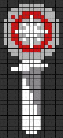 a cross stitch pattern with the shape of a person's head in red and white