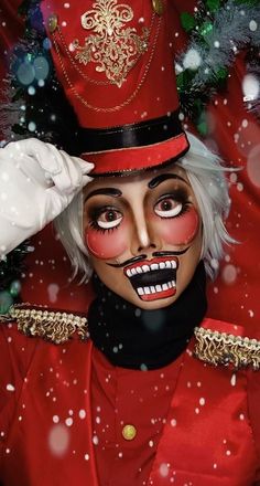 Christmas Makeup Inspiration, The Nutcracker Makeup, Christmas Costume Makeup, Christmas Horror Makeup, Scary Christmas Makeup