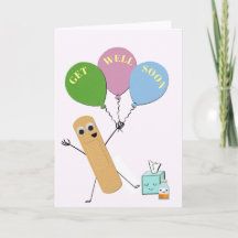 a card with a cartoon character holding balloons and the words cat well mom on it