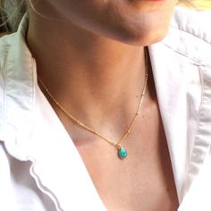 Some classics never go out of style. Our dainty turquoise necklace adds a touch of color and can be dressed up or down! Add a little sparkle to your dainty jewelry collection with this delicate 14kt gold filled necklace. •Natural Turquoise Drop •14kt gold over sterling silver bezel set drop•16kt gold plated -lead, nickel & cadmium free•Heavy plating, tarnish resistant, water friendly Gold Filled Necklace, Gem Necklace, Personalized Bracelets, Drop Necklace, Natural Turquoise, Dainty Jewelry, Dainty Necklace, 14kt Gold, Go Out