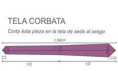 a purple arrow with the words tela corbata in spanish and an image of a