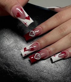 Romantic Nail Art, Valentine Day Nails, Punk Nails, Valentine Nails, Grunge Nails, Short Acrylic