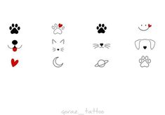 an image of cats and dogs with different faces on them, all drawn in one line