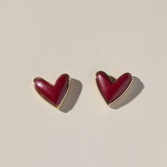 Maroon Stone Sweetheart Studs - Nickel & Suede Chic Everyday Heart Earrings, Safety Pin Jewelry, Nickel And Suede, Sports Jewelry, Charm Rings, Pin Jewelry, Threader Earrings, Heart Studs, Heart Earrings Studs