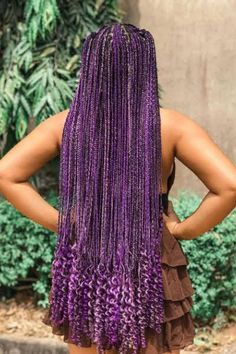 Purple Box Braids, Purple Braids, Colored Braids, Blonde Braids, Braids Hairstyles Pictures, Braids With Beads