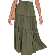 MOSHU High Waist Midi Skirt for Women A-Line Pleated Skirts with Pockets Flowy Dresses This skirt for women features an elasticated belt, boho, ruffle trim, A-line,two pockets,loose fit, flared skirts above the ankle.This classic solid color midi womens skirt is simple but fashion. A-line drawstring elastic waist skirt for every body shape. Suitable for any occasion ,Perfect for spring, summer and fall.Every fashion ladys wardrobe needs a flowy madi skirt! # Size Chart S Length 83 cm, Waist 69 c Beach Maxi Skirt, Long Flowy Skirt, Solid Skirt, Skirts Midi High Waisted, Elastic Waist Skirt, Langer Rock, Half Skirt, Long Maxi Skirts, Rock Design