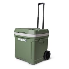 the igloo cooler is shown with wheels