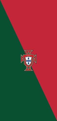 the flag of portugal is shown in red, green and black stripes with an emblem on it