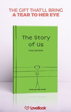 the story of us by love book is shown in green and red with an image of a person holding a heart