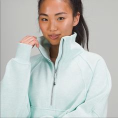 Nwt - Still In Distributor Plastic Wrap Heathered Delicate Mint Size Xs/S Open To Offers Lululemon Scuba Half Zip Funnel, Cropped Half Zip, Scuba Jacket, Camo Sweatshirt, Orange Hoodie, Lululemon Scuba Hoodie, Floral Hoodie, Half Zip Hoodie, Women Hoodies Sweatshirts