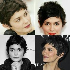 Audrey Tatou Hair Pixie, Audrey Tautou Hair Pixie, Audry Tatou Hair, French Pixie Haircut Curly, Audrey Tatou Hair, Audrey Tautou Hair, Vintage Pixie Cut, Audrey Tatou, Pretty Short Hair