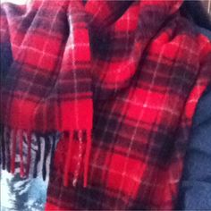 100% Cashmere Scarf. Very Long And Super Soft. Plaid Pattern. Tassel Hem. Cashmere Scarf, Plaid Pattern, Plaid Scarf, Lady In Red, Scarf Wrap, Black Red, Scarf Accessory, Cashmere, Black And Red