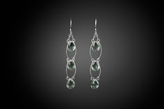 Step Up Earrings   Sterling silver with green amethysts.  A dangly pair of earrings. Green Amethyst, Step Up, Amethyst