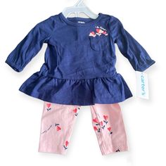 3 Months Size Blue Shirt Pink Pants Shirt 100 % Cotton Pant 95 % Cotton, 5 % Elastane Pink Cotton Pants For Playtime, Pink Cotton Sets With Pockets, Cute Blue Pants With Pockets, Cute Blue Cotton Pants, Blue Playful Playwear Pants, Playful Blue Pants For Playwear, Fitted Pants For Spring Playtime, Cute Spring Sets With Pockets, Baby Christmas Onesie