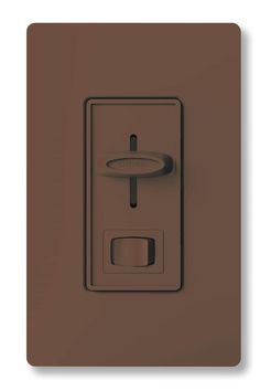 a brown light switch on a white background