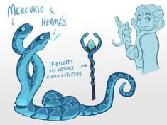 an image of a blue snake that is next to a person holding a wand and pointing at it