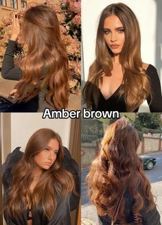 Is amber brown hair the right choice for you? Learn how this warm, rich shade complements warm undertones and autumn color seasons perfectly. Hair Colors For Warm Undertones, Amber Brown Hair, Amber Hair Colors, Best Fall Hair Colors, Hair Colors To Try, Amber Hair, Color Seasons